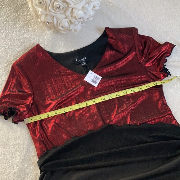 ❤️‍🔥 NWT Metallic Red Ruffle Cocktail Midi Dress - Picture 14 of 16